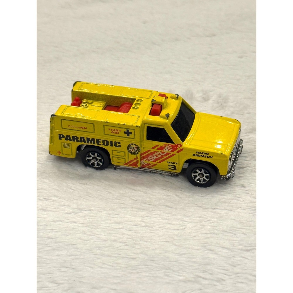 Hot Wheels Paramedic Rescue Unit 3 Yellow Diecast Truck Mattel 1974 Malaysia